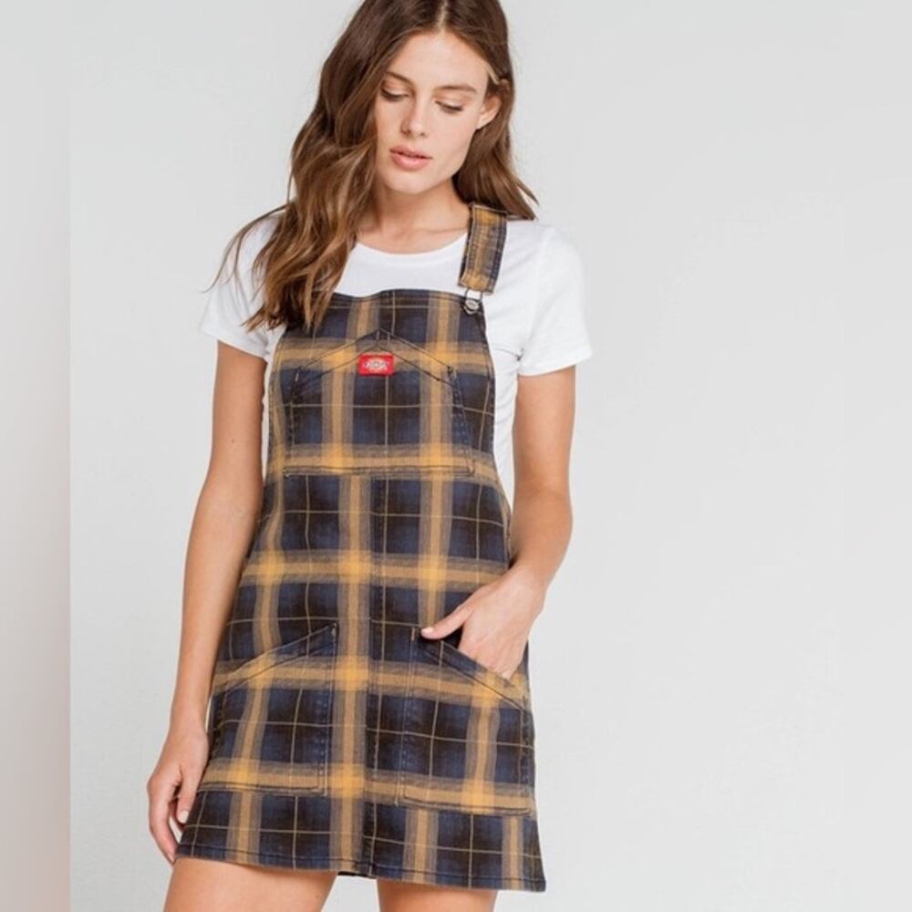 🏁 Dickies Plaid Overall Pinafore | Industrial Edgy - Size XS Petite